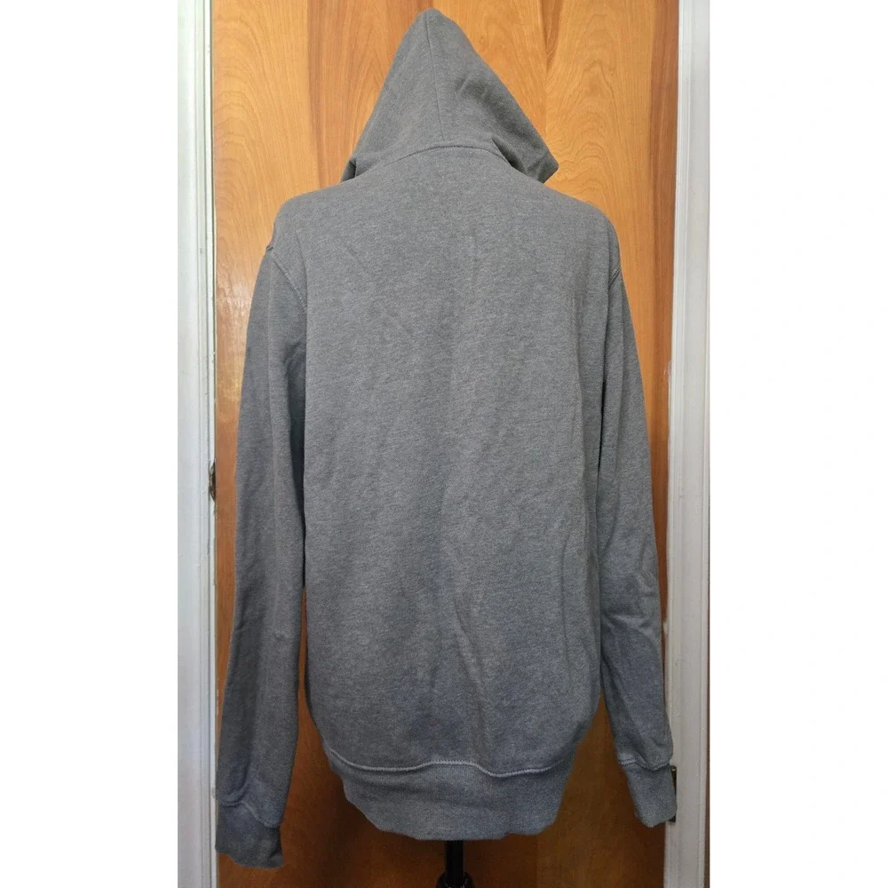 The North Face Hoodie Gray Pullover Sweatshirt Mens Small Logo Pocket Fleece‎
